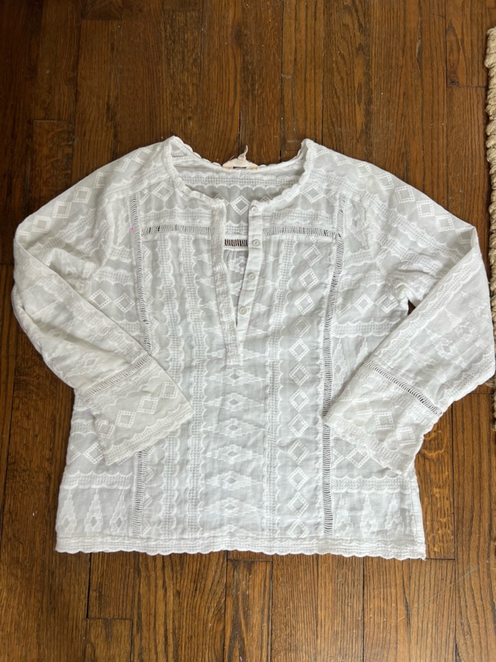 Rebecca Taylor White Lace Peasant Top - Women